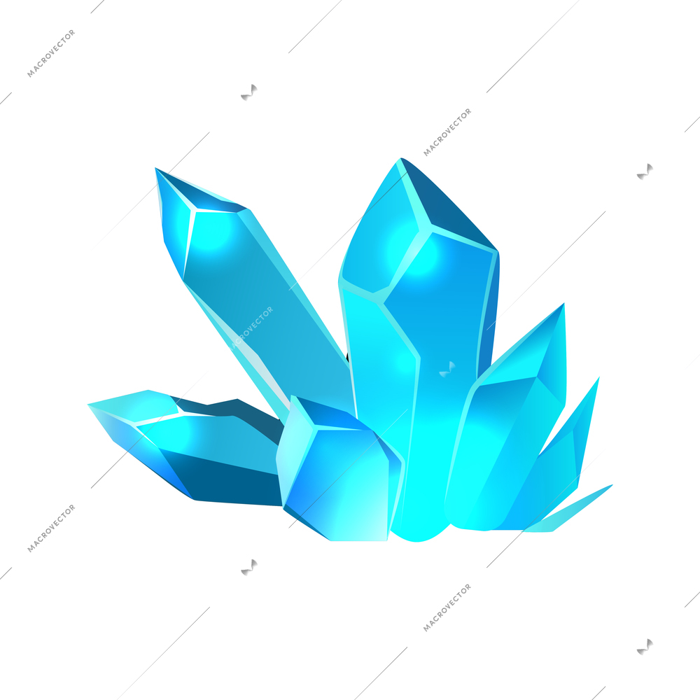 Cartoon minerals in blue color for game interface vector illustration