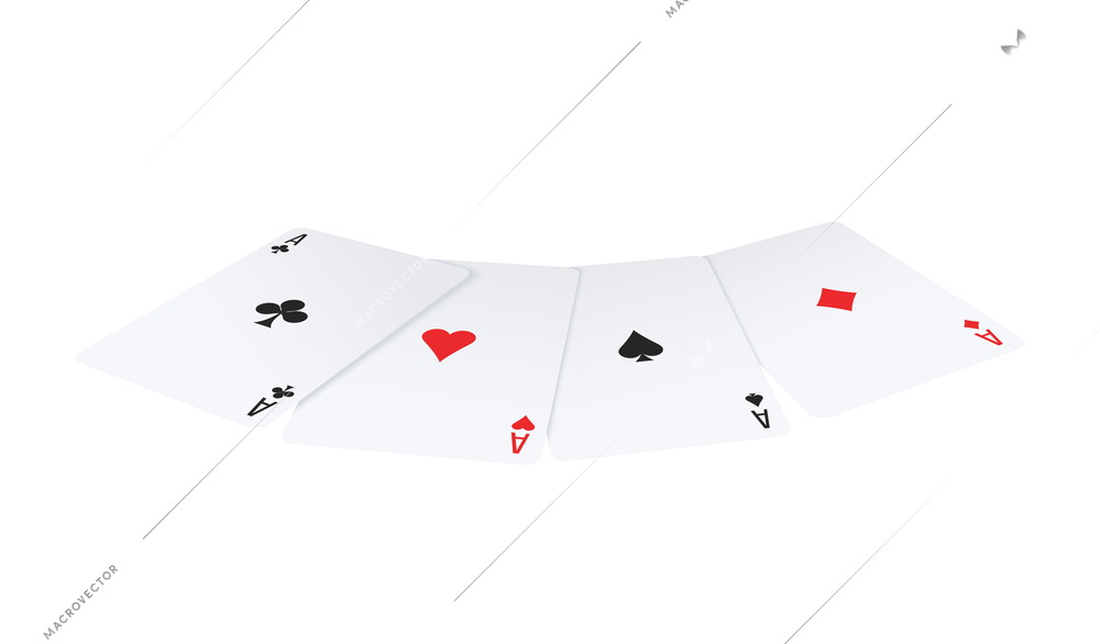 Realistic poker playing with four aces vector illustration