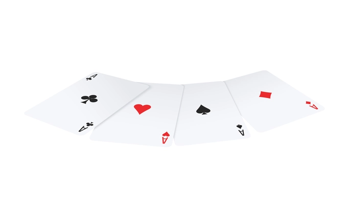 Realistic poker playing with four aces vector illustration