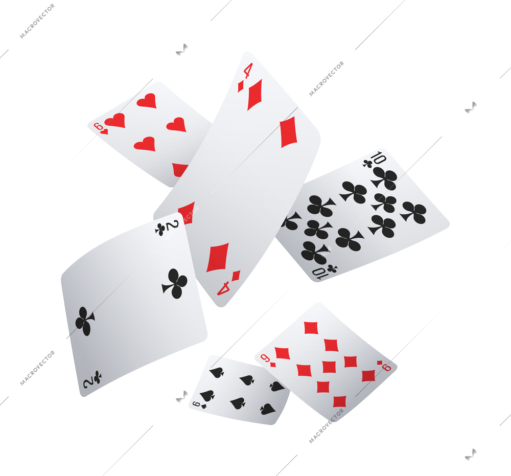 Poker club realistic composition with falling cards vector illustration