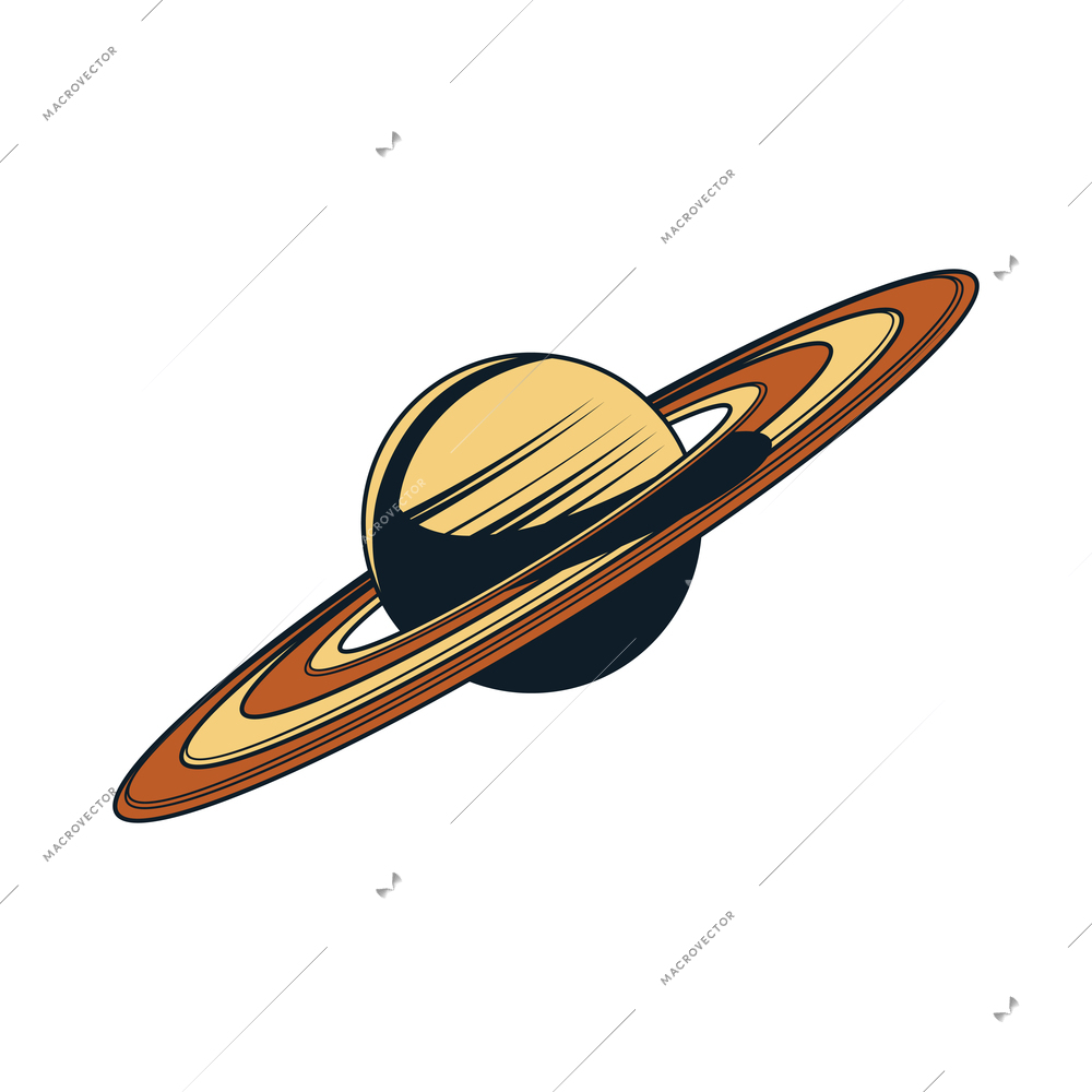 Color saturn planet on blank background hand drawn vector illustration