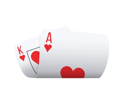 Poker playing with king and ace of hearts realistic vector illustration