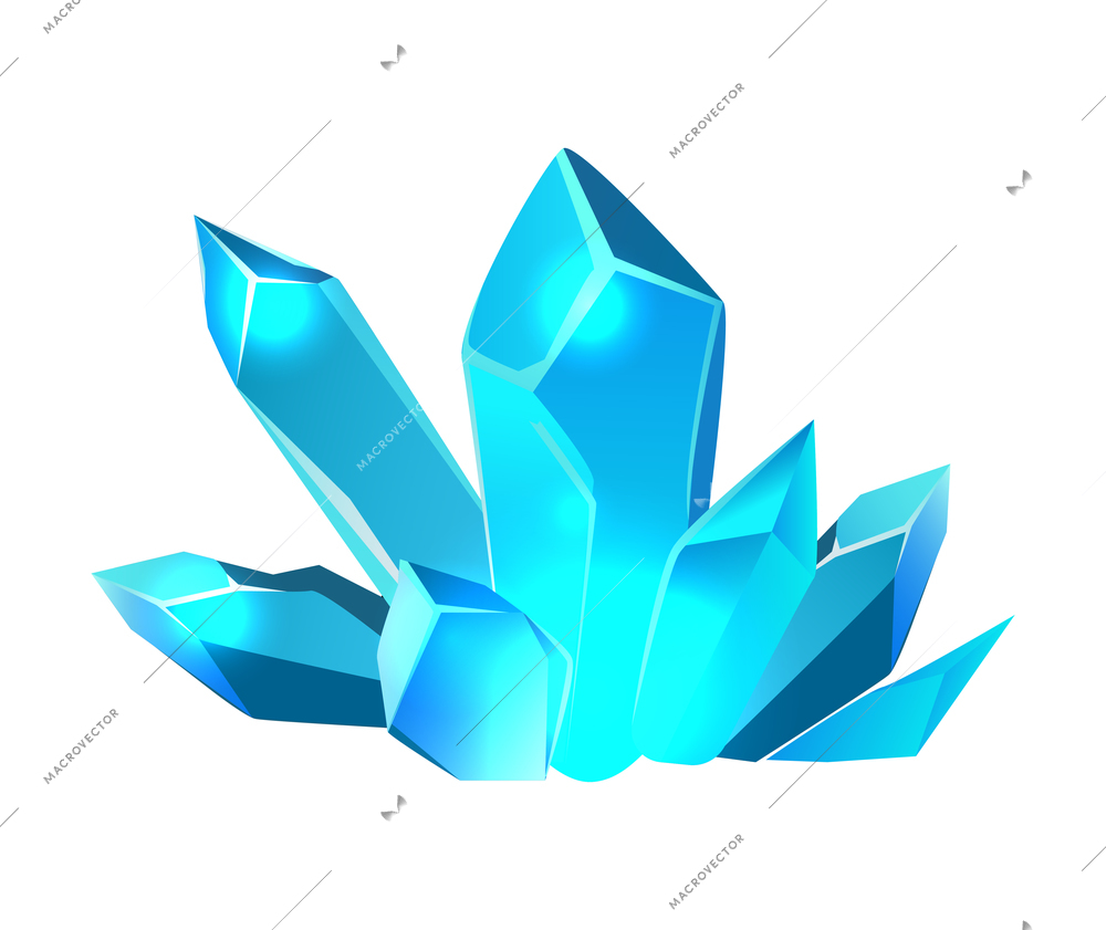 Blue color minerals for game design on white background cartoon vector illustration