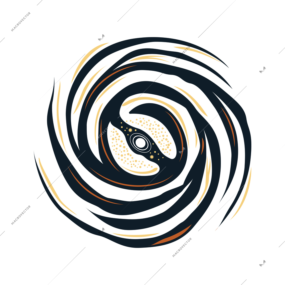 Color hand drawn spiral galaxy vector illustration