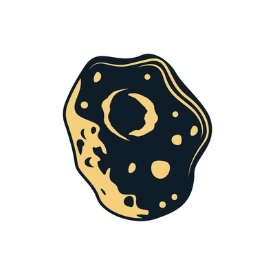 Hand drawn asteroid in black and yellow color vector illustration