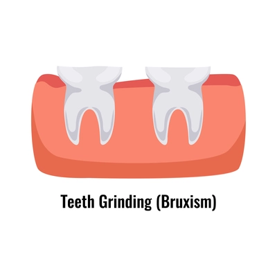 Dental oral problem poster with bruxism teeth grinding flat vector illustration