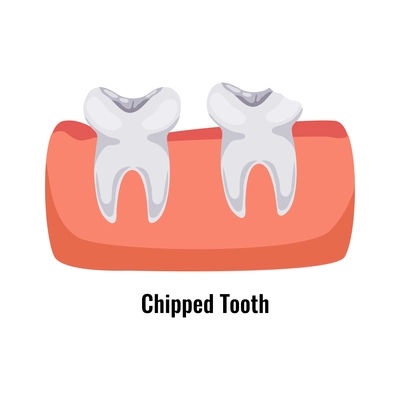 Dental oral problems flat poster with chipped tooth vector illustration