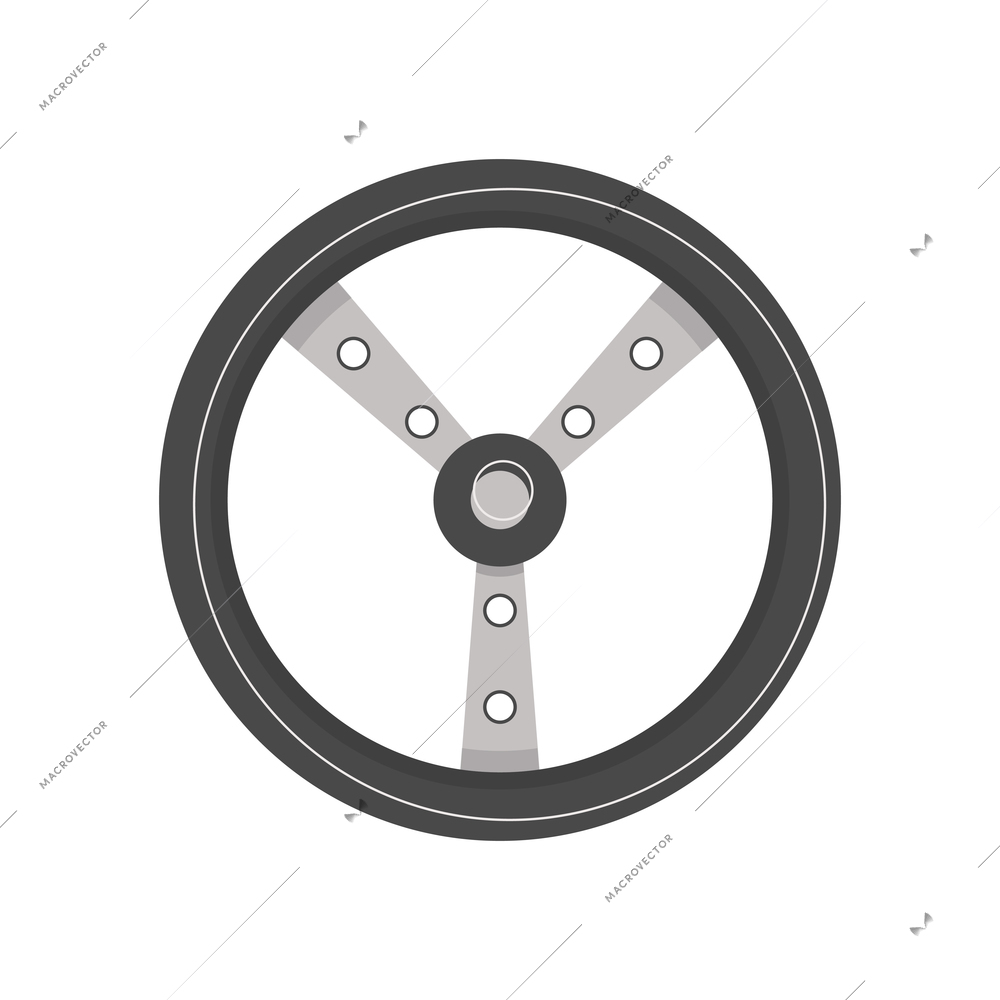 Flat steering wheel for racing car on white background vector illustration