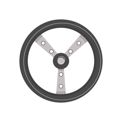 Flat steering wheel for racing car on white background vector illustration