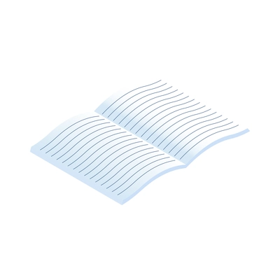 Isometric open blank ruled notebook vector illustration