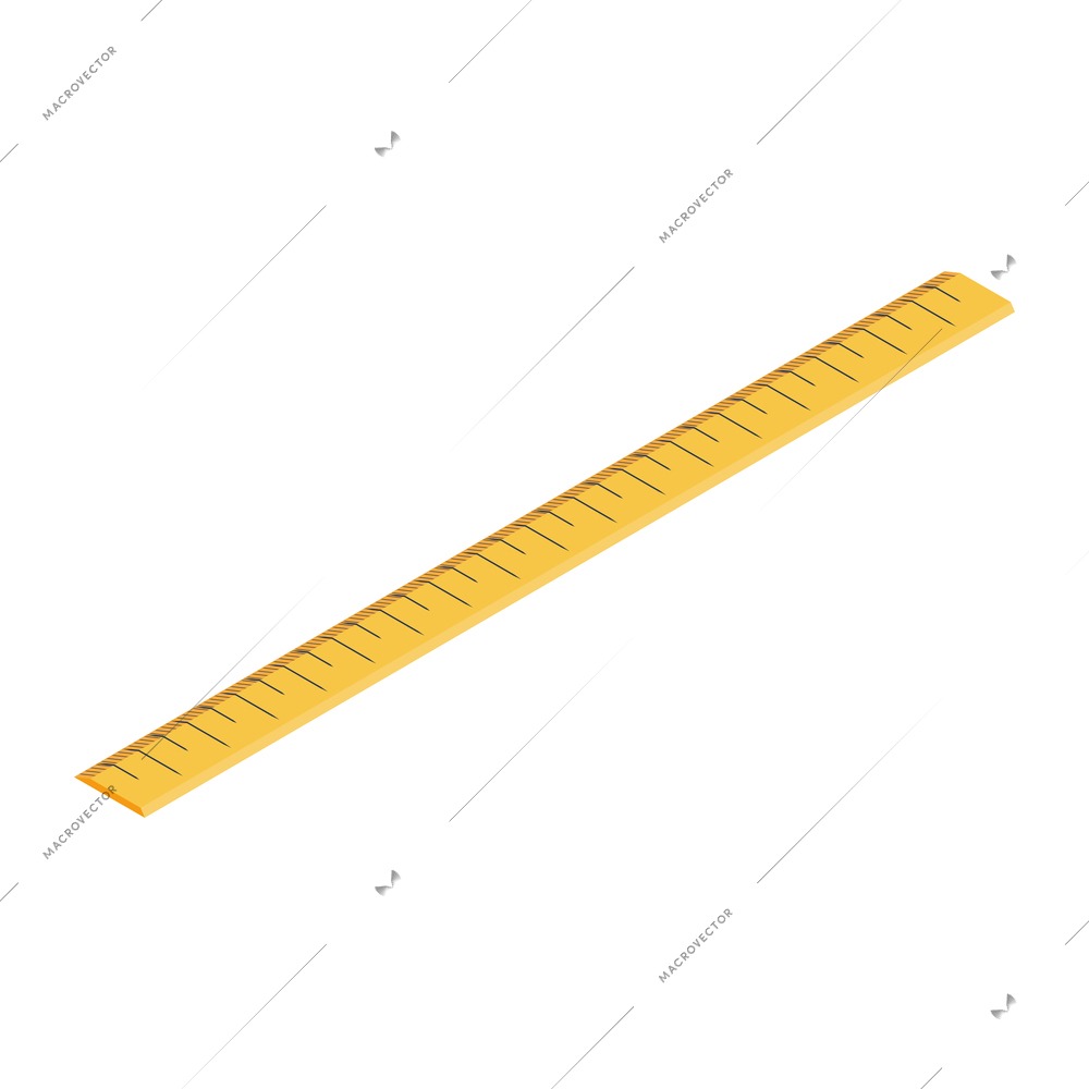 Isometric icon with yellow ruler vector illustration