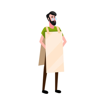 Flat male protester with placard on white background vector illustration