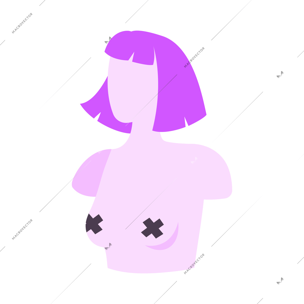 Sex shop flat icon with female mannequin with stikini on breasts vector illustration