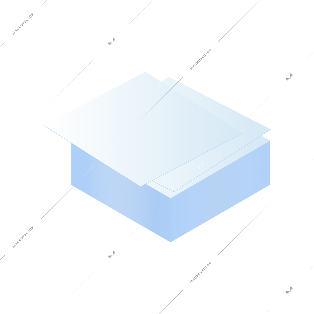 Isometric stack of white blank papers for memo notes vector illustration