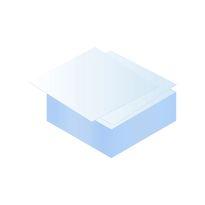 Isometric stack of white blank papers for memo notes vector illustration