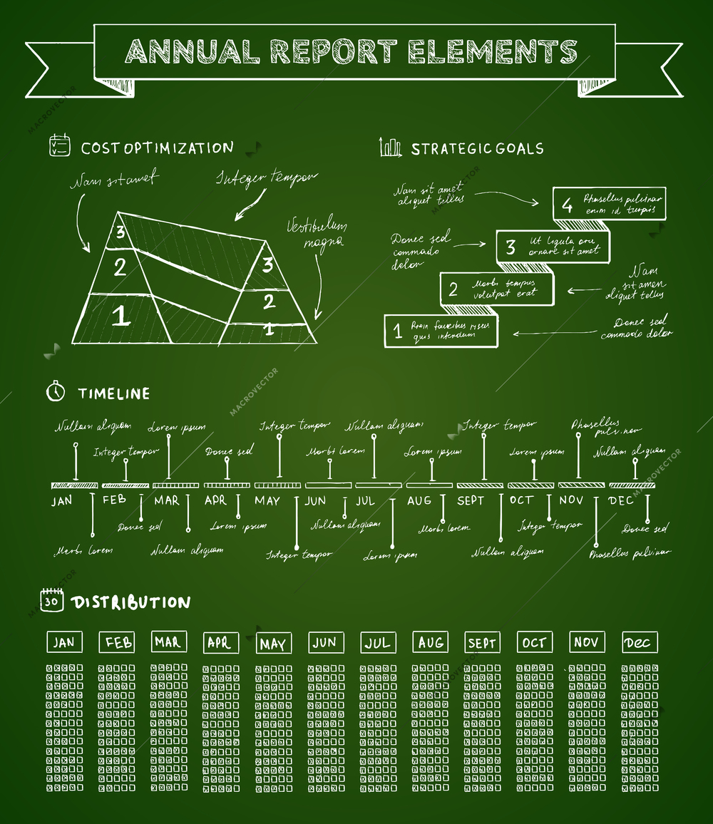 Chalkboard infographics elements for charts and graphs vector illustration