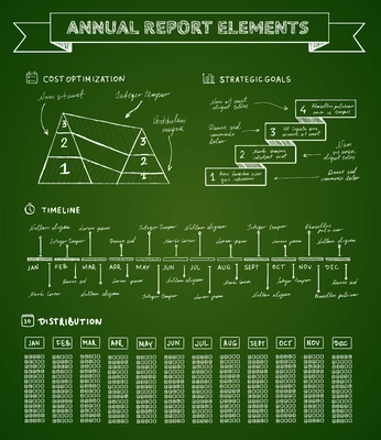 Chalkboard infographics elements for charts and graphs vector illustration