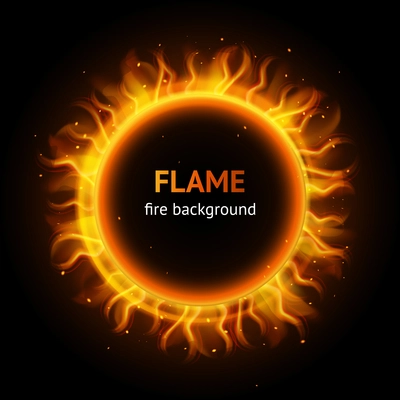 Burning hot bonfire inferno flame strokes circle realistic background vector illustration