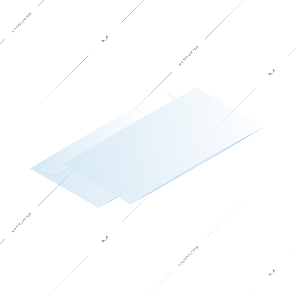 Isometric blank envelope and sheet of paper vector illustration