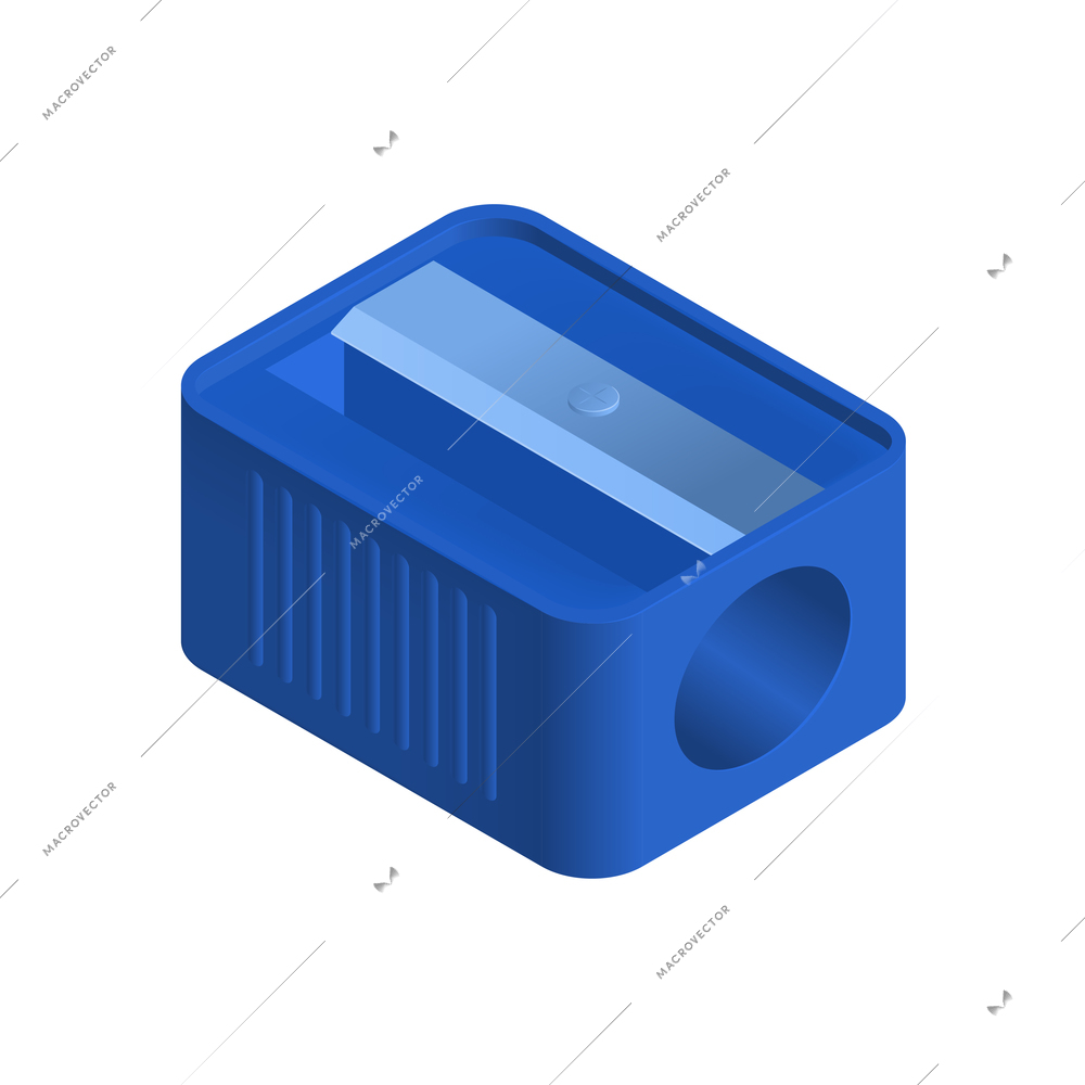 School sharpener in blue color 3d isometric vector illustration