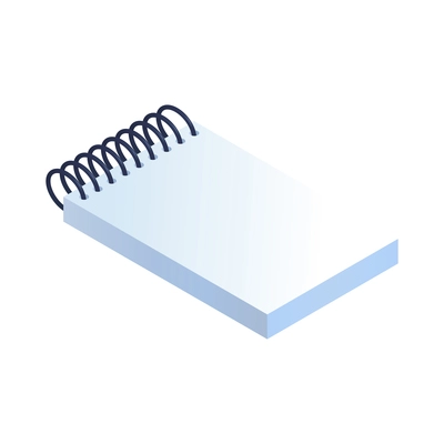 Isometric spiral notepad with blank white sheets 3d vector illustration