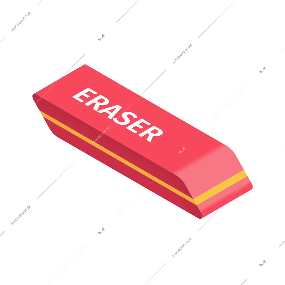 Isometric icon with pencil eraser 3d vector illustration