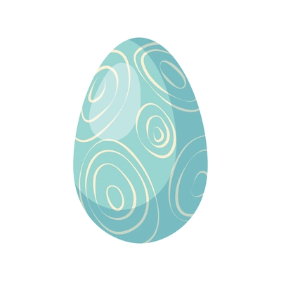 Blue patterned easter egg cartoon vector illustration