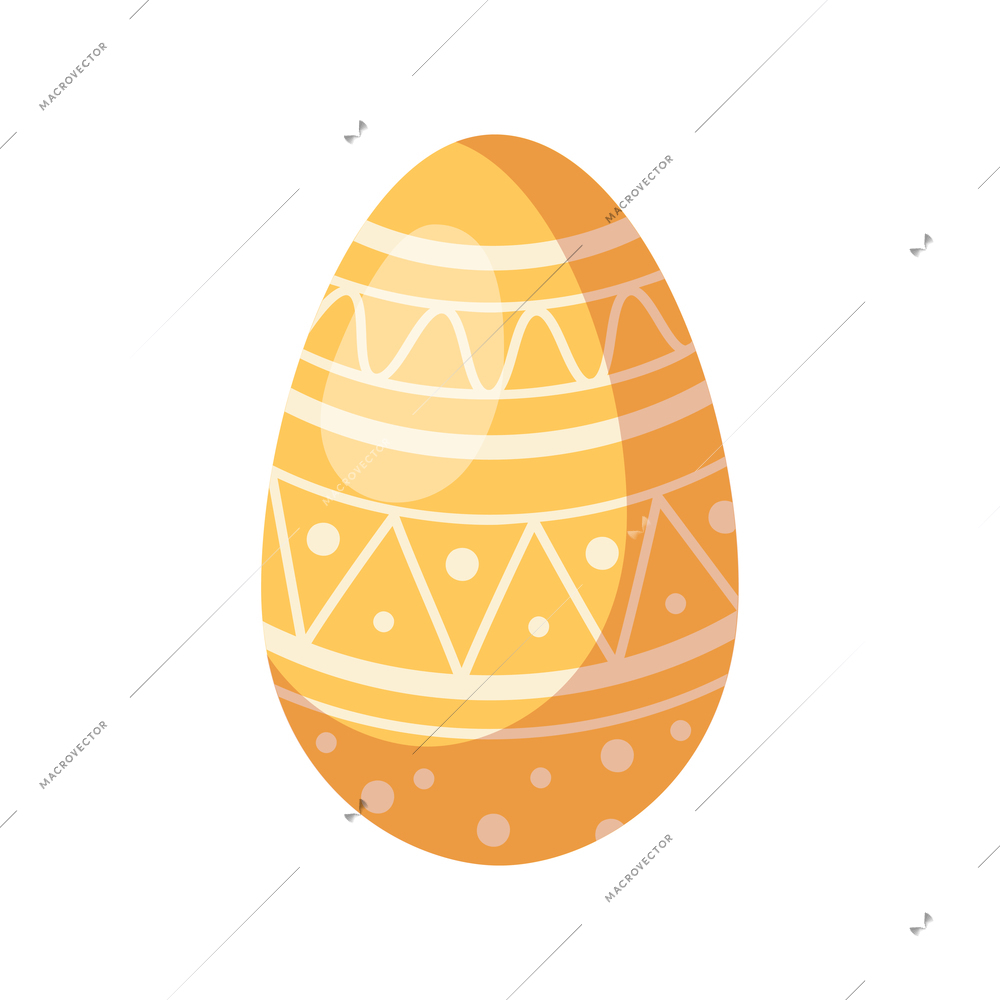 Cartoon icon with orange patterned easter egg vector illustration