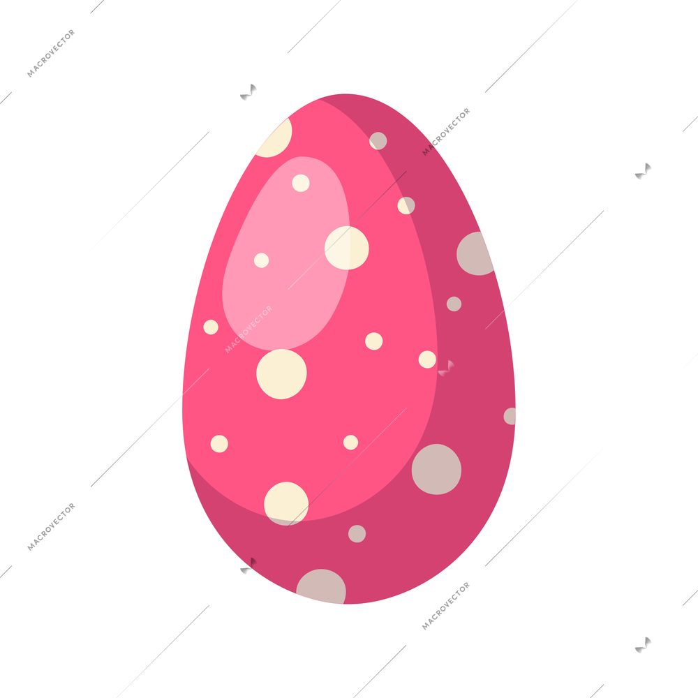 Pink polka dotted easter egg cartoon vector illustration