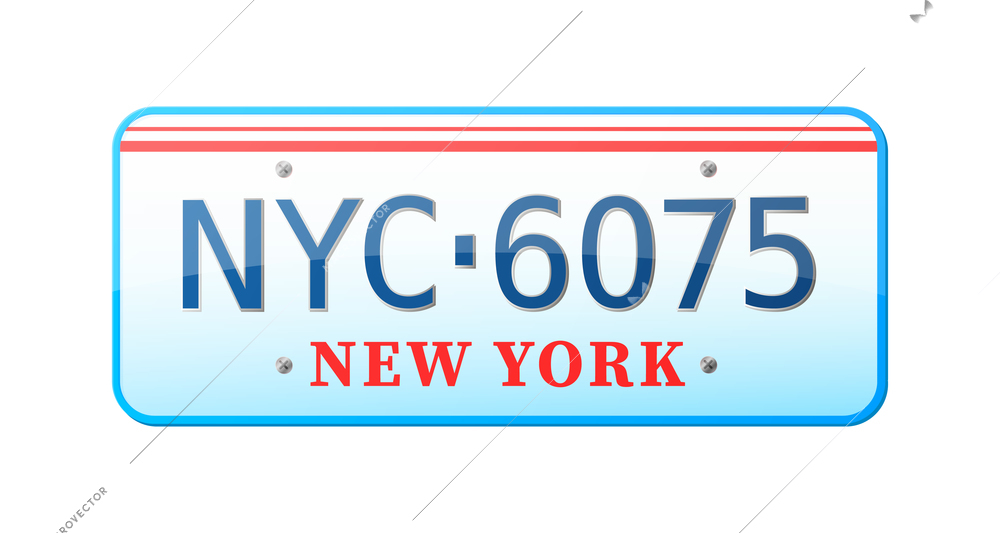 Realistic new york car number plate on white background vector illustration