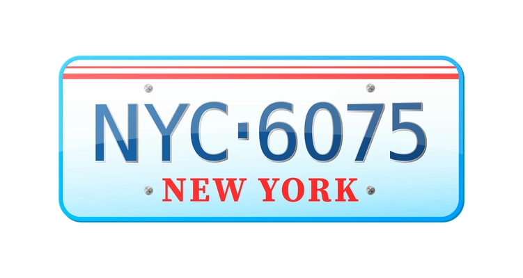 Realistic new york car number plate on white background vector illustration