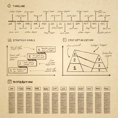 Doodle infographics elements for business presentation or diagram vector illustration