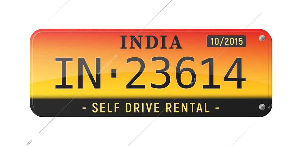 Realistic india car number plate vector illustration