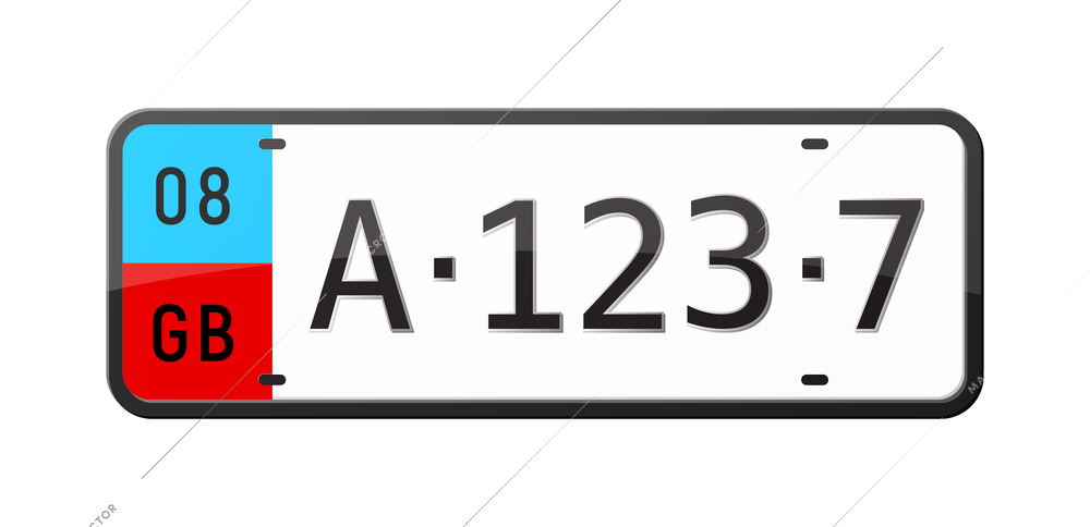 British vehicle number plate realistic vector illustration