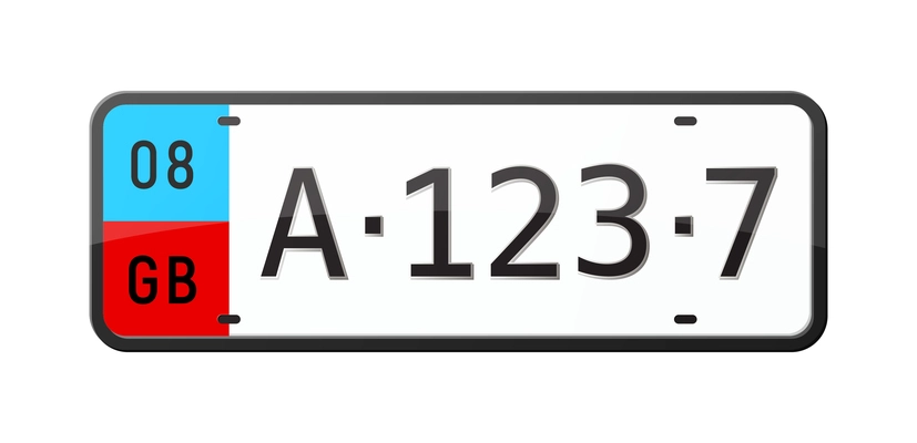 British vehicle number plate realistic vector illustration