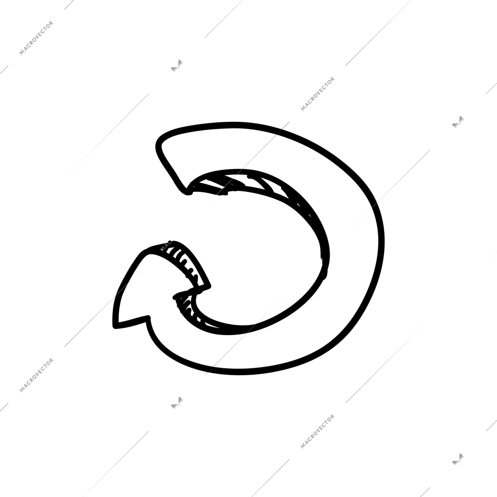 Hand drawn curved arrow in white background vector illustration