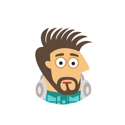 Software engineer emotion icon with surprised facial expression flat vector illustration
