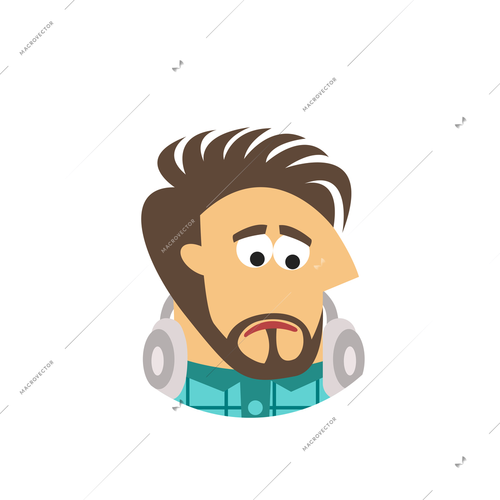 Flat icon with sad software engineer face vector illustration