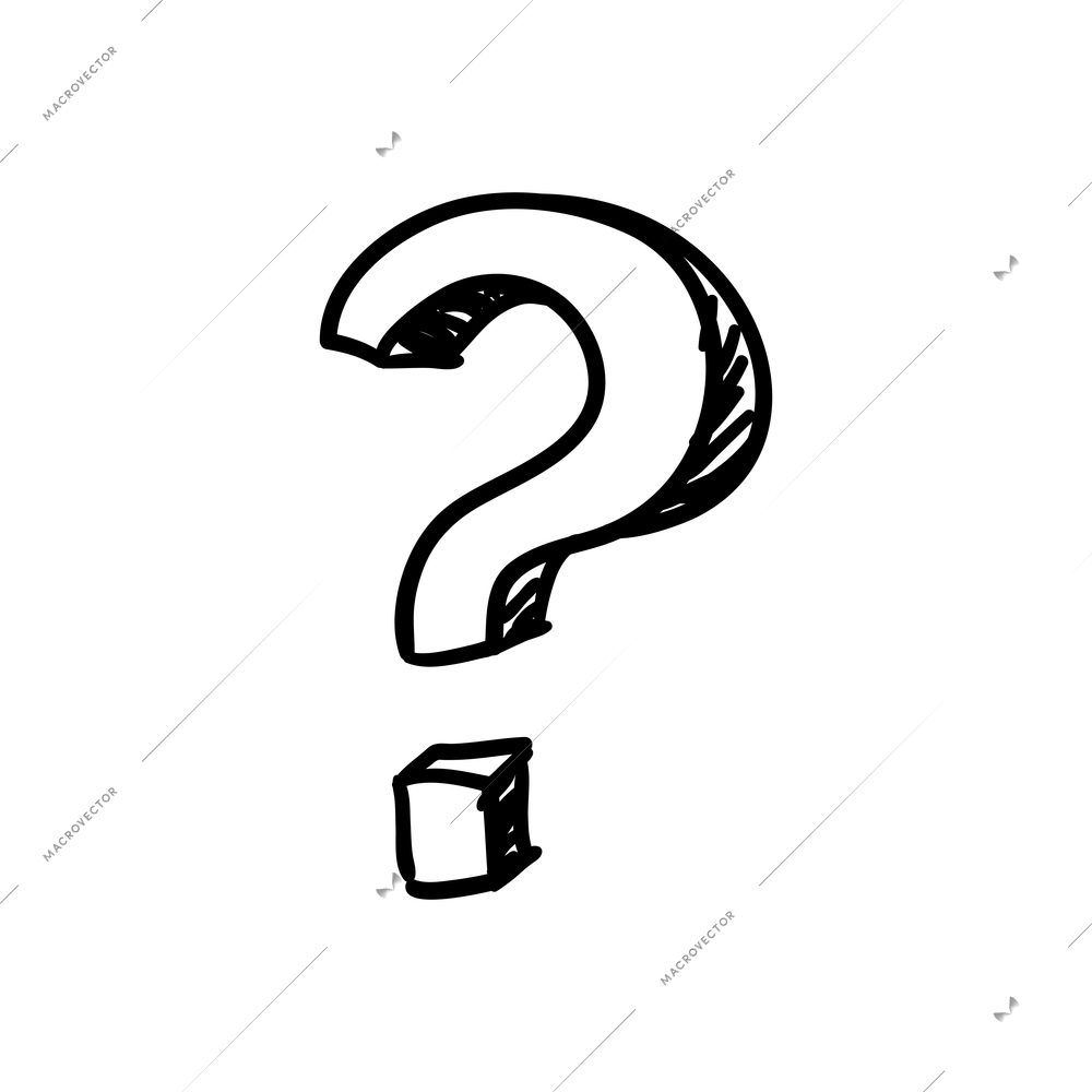 Hand drawn question mark on white background vector illustration