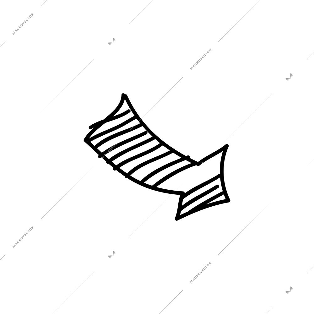 Hand drawn sketch diagonal down arrow vector illustration