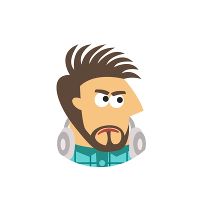 Software engineer face with angry expression flat icon vector illustration