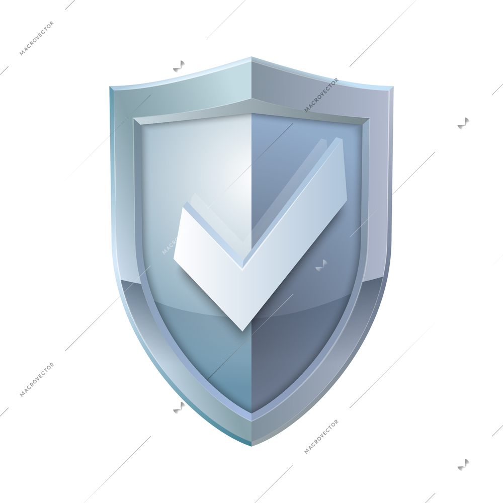 Shield with checkmark icon for security protection or safety concept realistic vector illustration