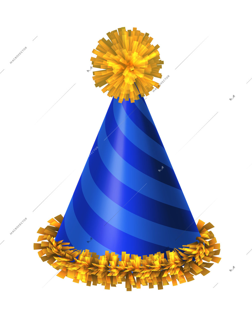 Realistic colorful paper party hat on white background vector illustration
