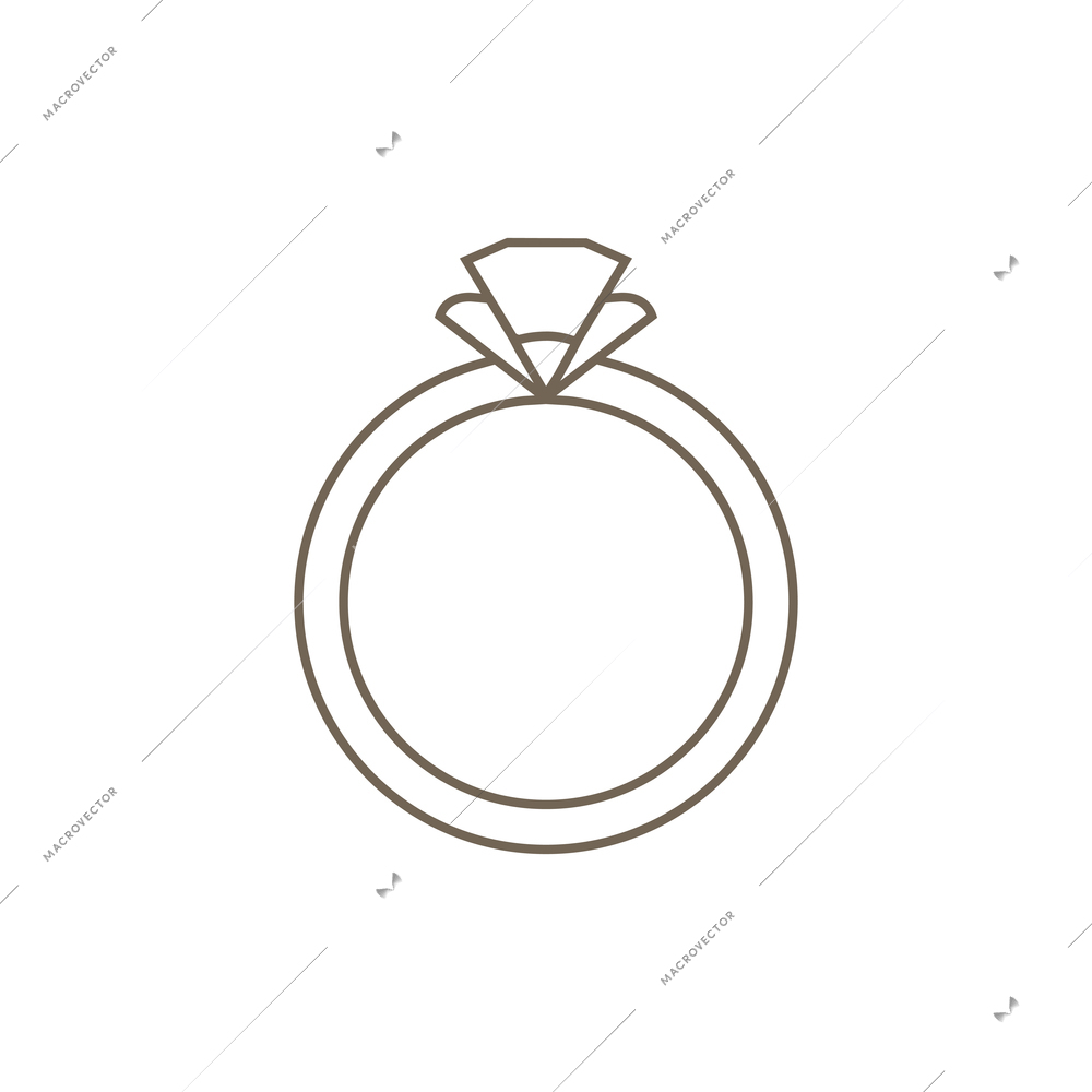 Diamond ring line icon flat vector illustration