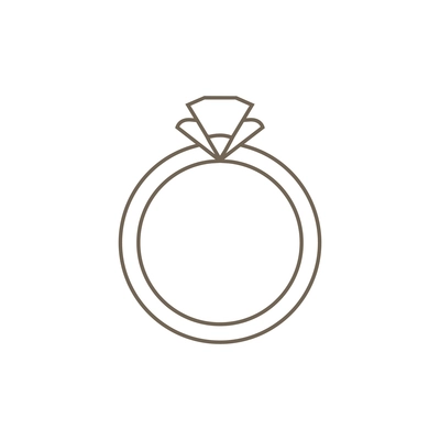 Diamond ring line icon flat vector illustration