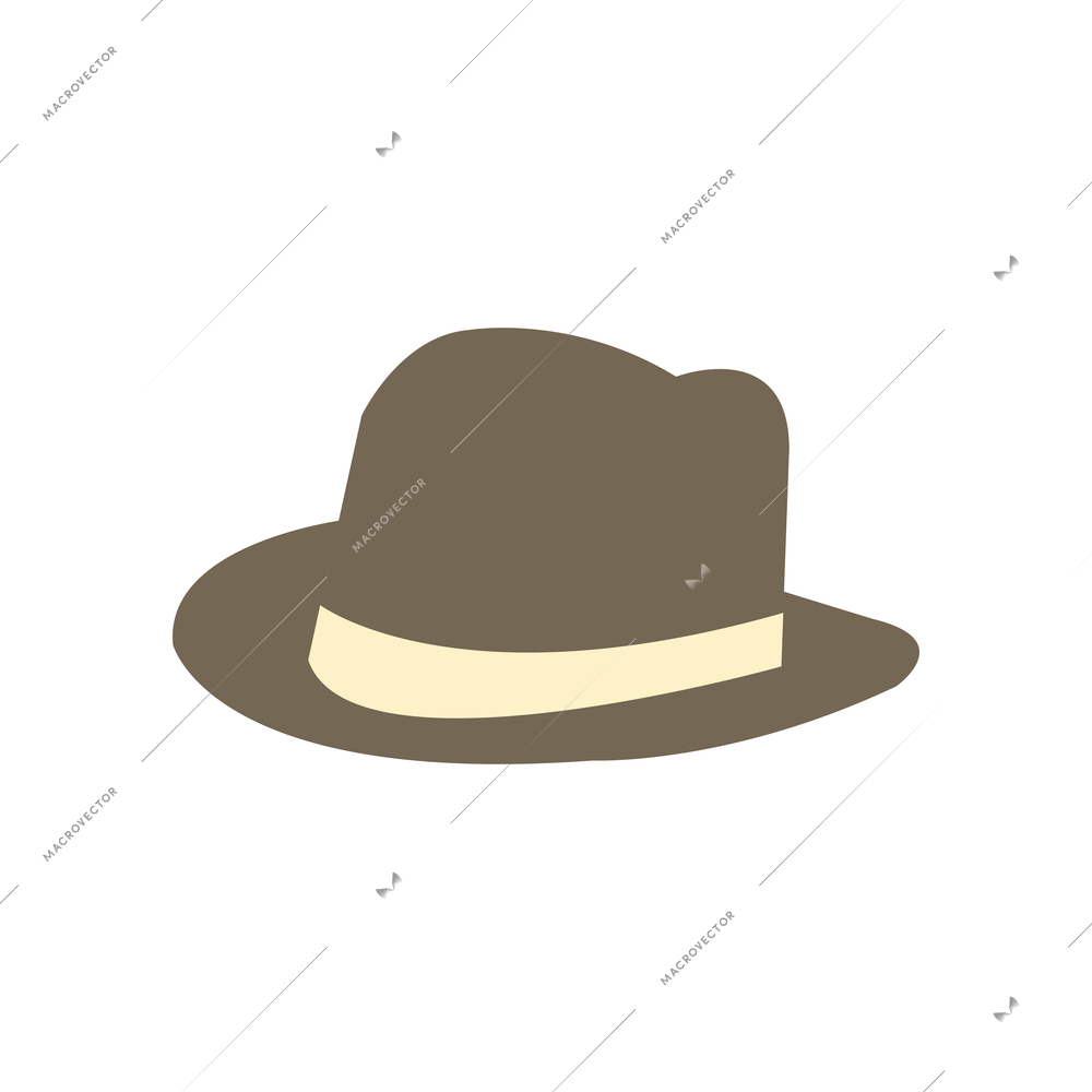 Color fedora hat flat icon vector illustration