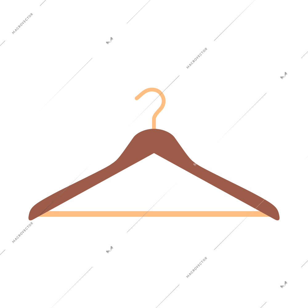 Flat icon with brown wooden hanger vector illustration