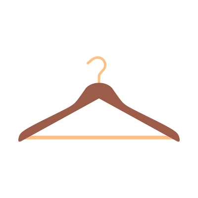 Flat icon with brown wooden hanger vector illustration