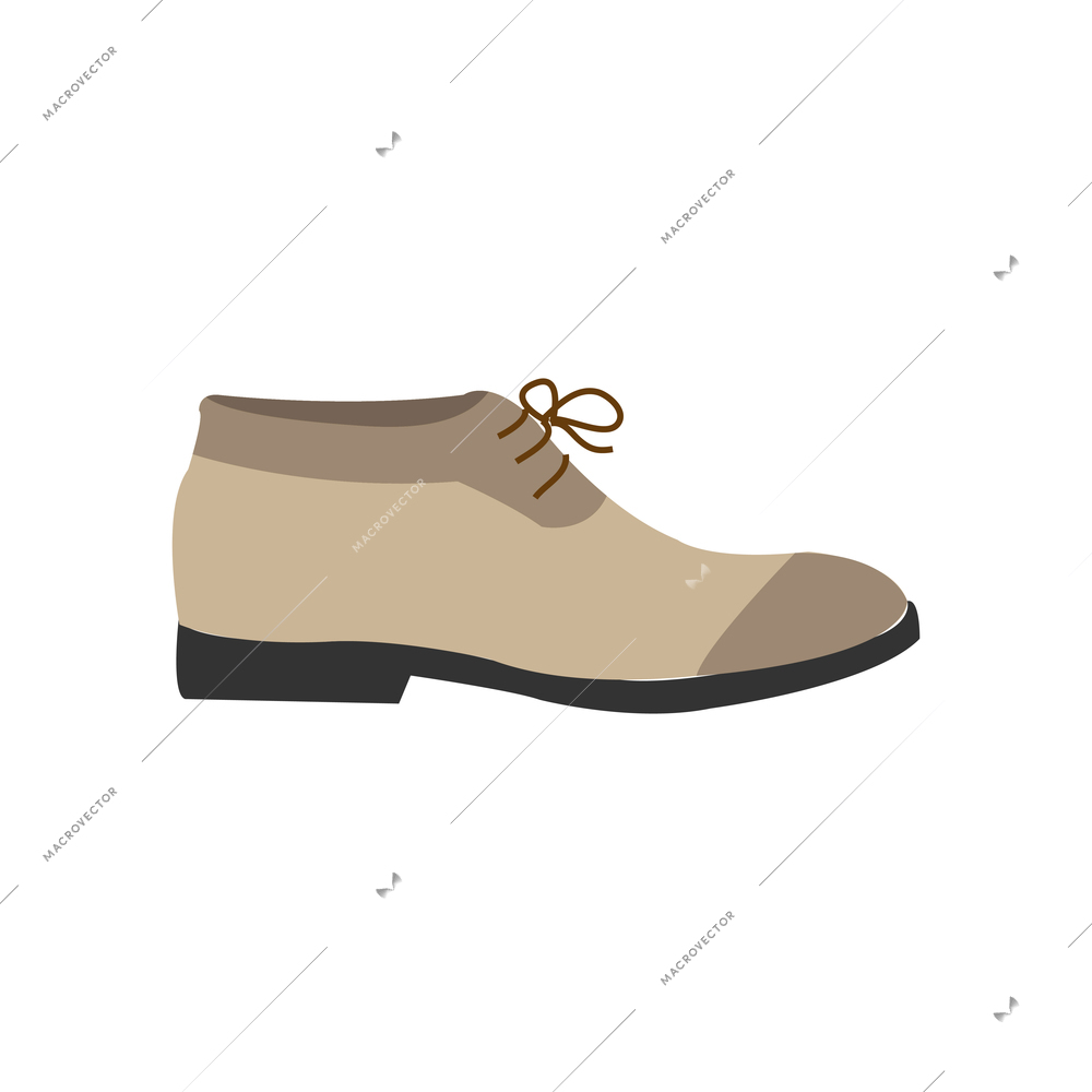 Flat icon with brown laced male shoe vector illustration