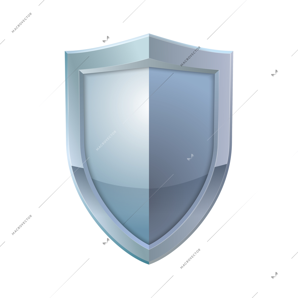 Safety protection realistic icon with blank shield vector illustration